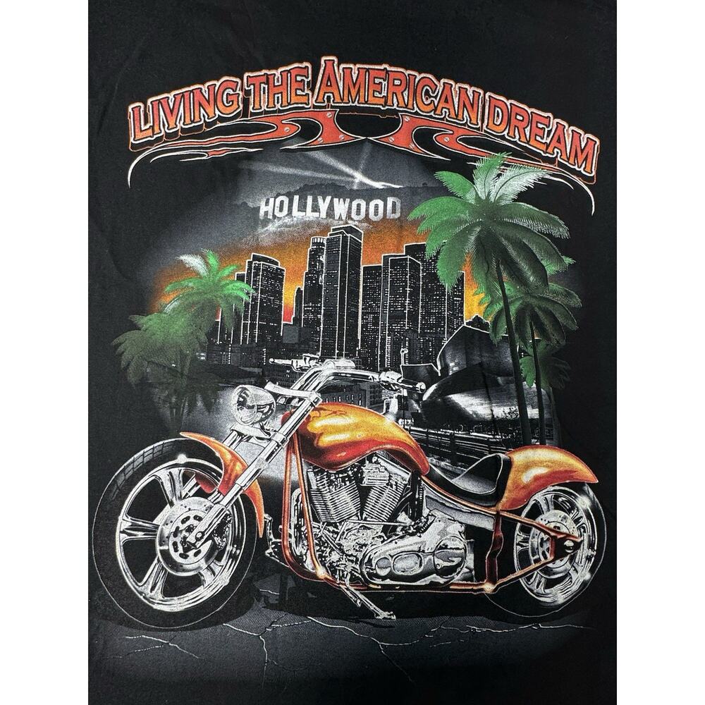 Motorcycle Chopper Graphic T Shirt Mens XL Black Living The American Dream